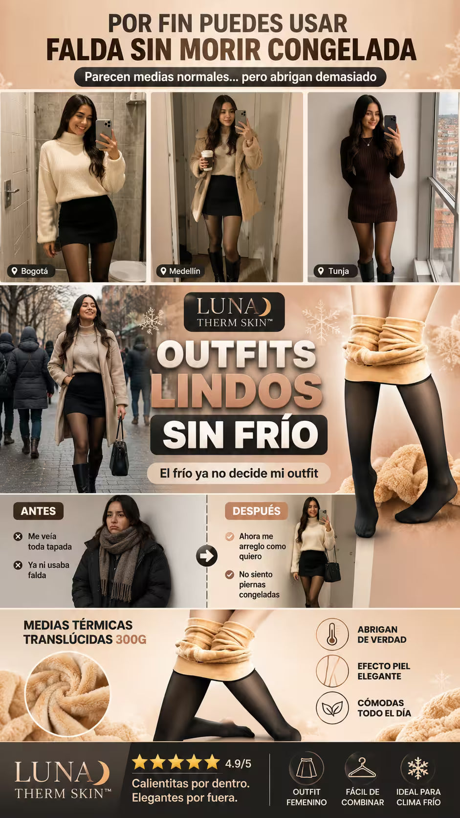 LUNA THERM SKIN™ POR FIN PUEDES USAR FALDA SIN SENTIR LAS PIERNAS CONGELADAS.