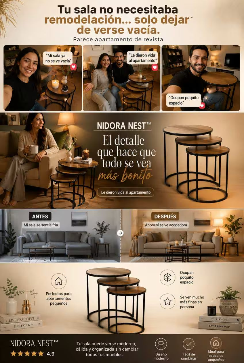 NIDORA NEST™ Tu sala no necesitaba remodelación… solo dejar de verse vacía.