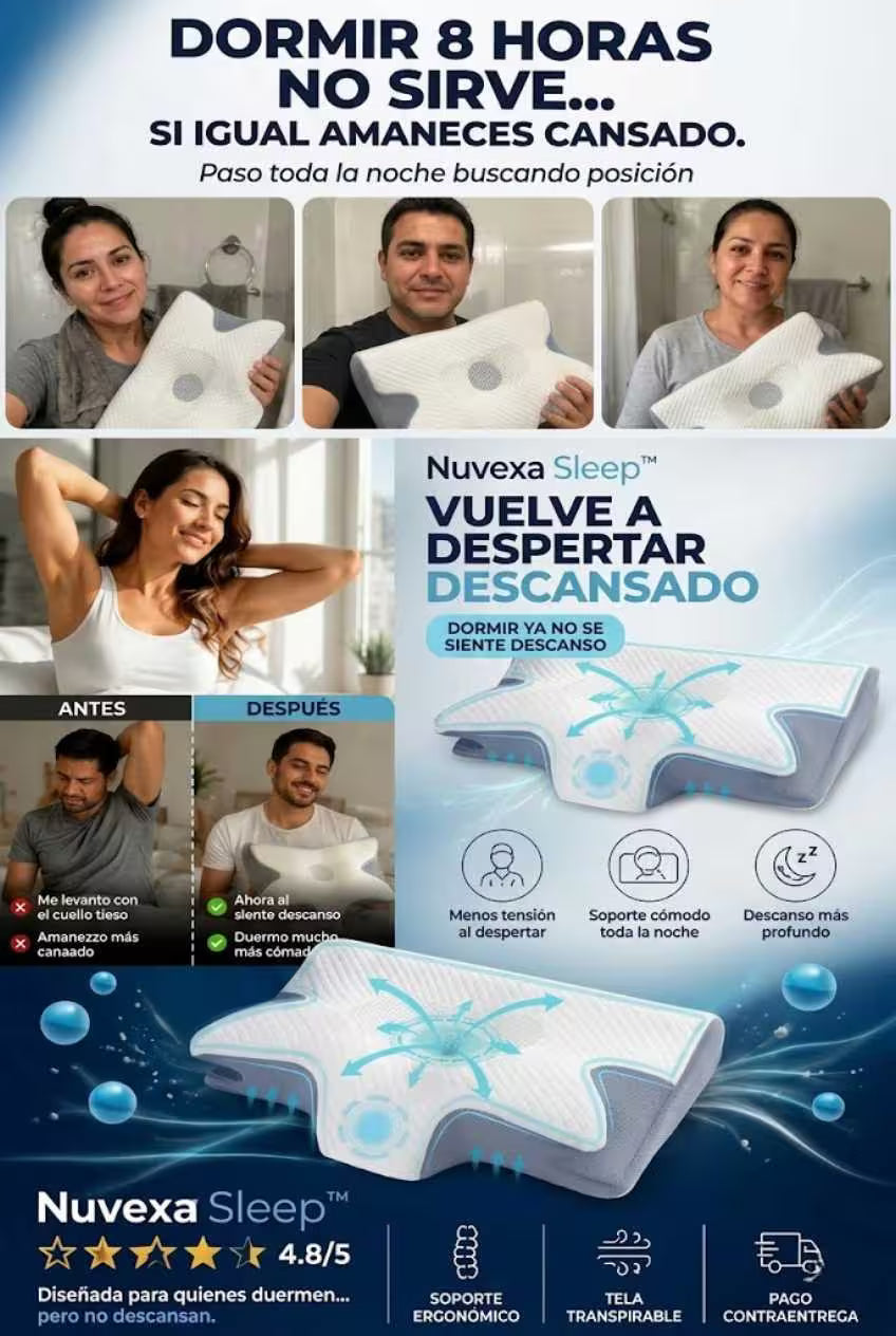 Nuvexa Sleep™ Cervical Pillow Despierta ligero, cómodo y descansado.
