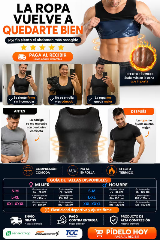 FITTORQ Thermal Vest™ Faja Sauna Chaleco Reductora. Elasticidad deportiva y ajuste firme.