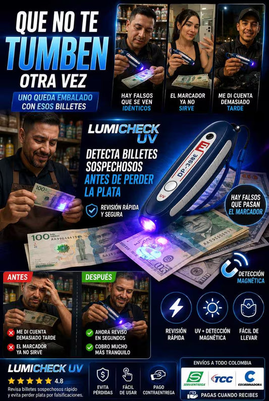 LUMICHECK UV El Probador Billetes Falsos Portatil Con Luz Uv