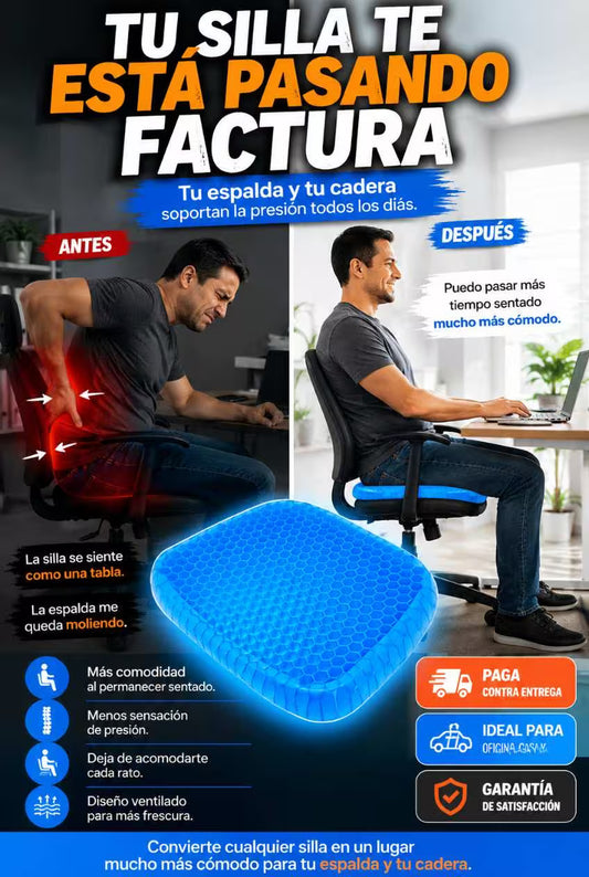 GelSeat™ Comfort convierte cualquier asiento duro en un lugar mucho más cómodo para tu espalda y tu cadera.