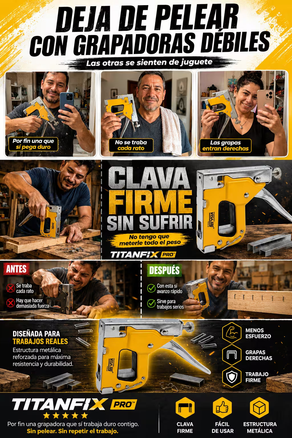TITANFIX PRO™ Grapadora Industrial Metálica, Hecha para trabajos donde otras fallan