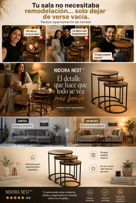 NIDORA NEST™ Tu sala no necesitaba remodelación… solo dejar de verse vacía.