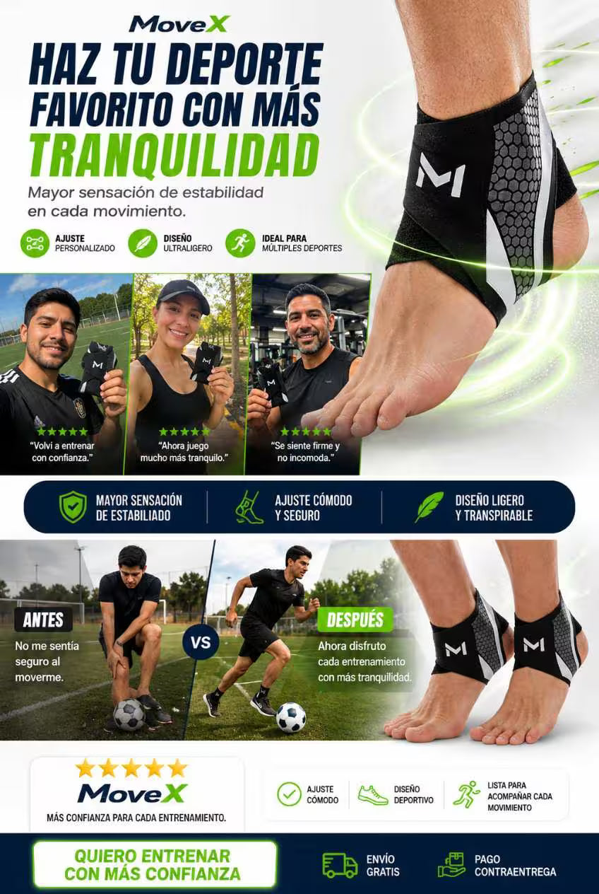 MoveX™ Haz tu deporte favorito con más tranquilidad. ¡LLÉVATE 2 TOBILLERAS POR EL PRECIO DE 1!