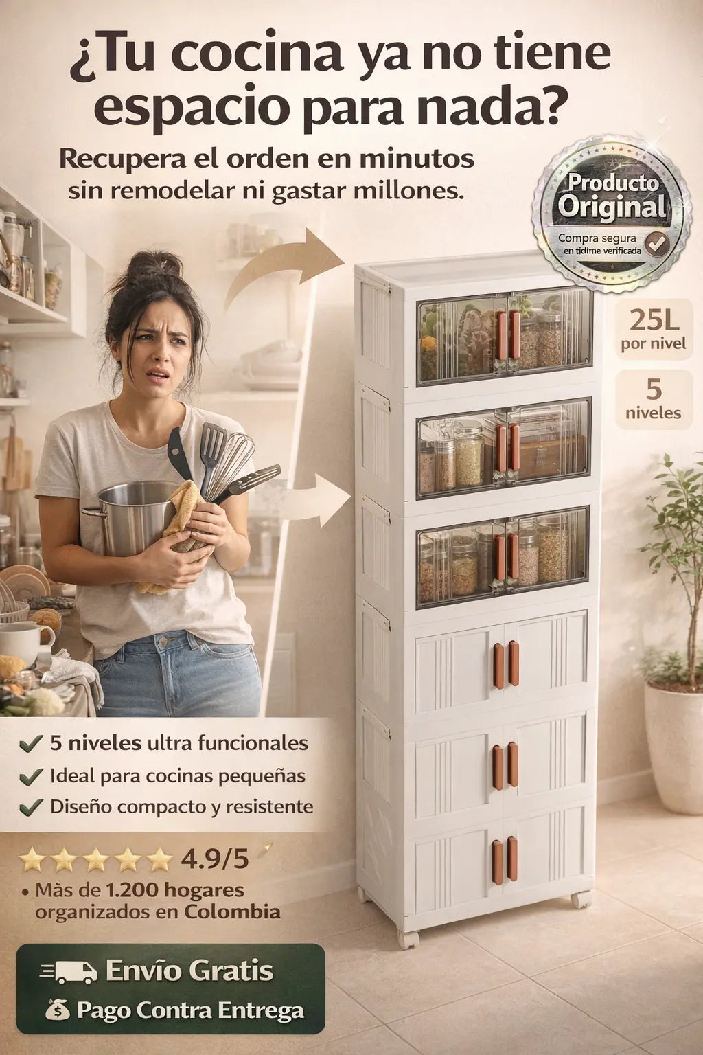 Armario Multiuso de 5 Niveles – Organiza Más en Menos Espacio