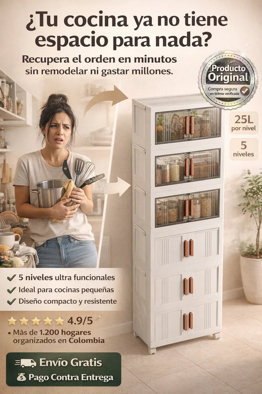 Armario Multiuso de 5 Niveles – Organiza Más en Menos Espacio