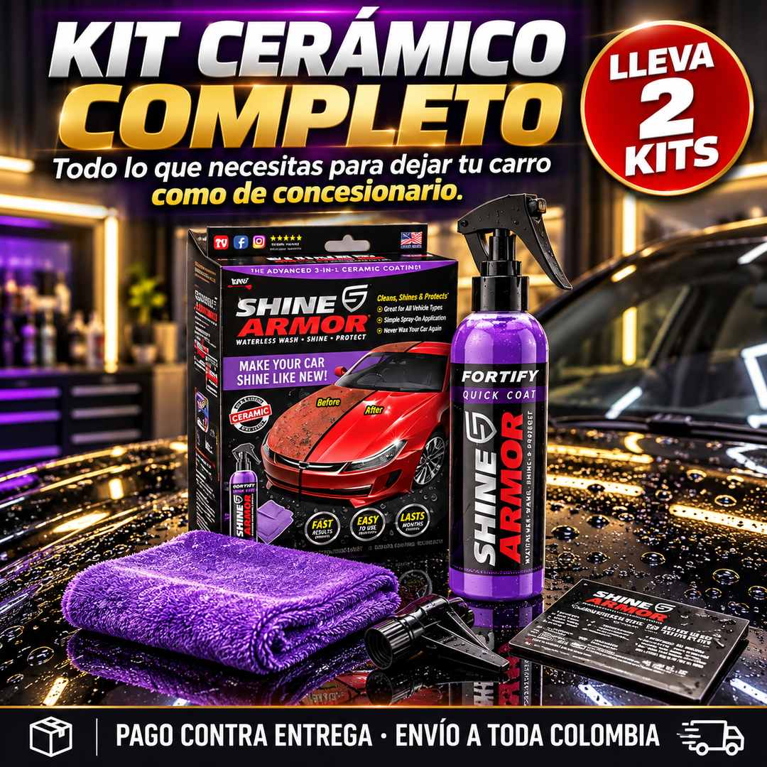 Kit Cerámico 3 en 1 para Carro - Brillo sin Manguera - Lleva 2 Kits