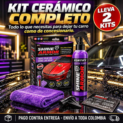 Kit Cerámico 3 en 1 para Carro - Brillo sin Manguera - Lleva 2 Kits