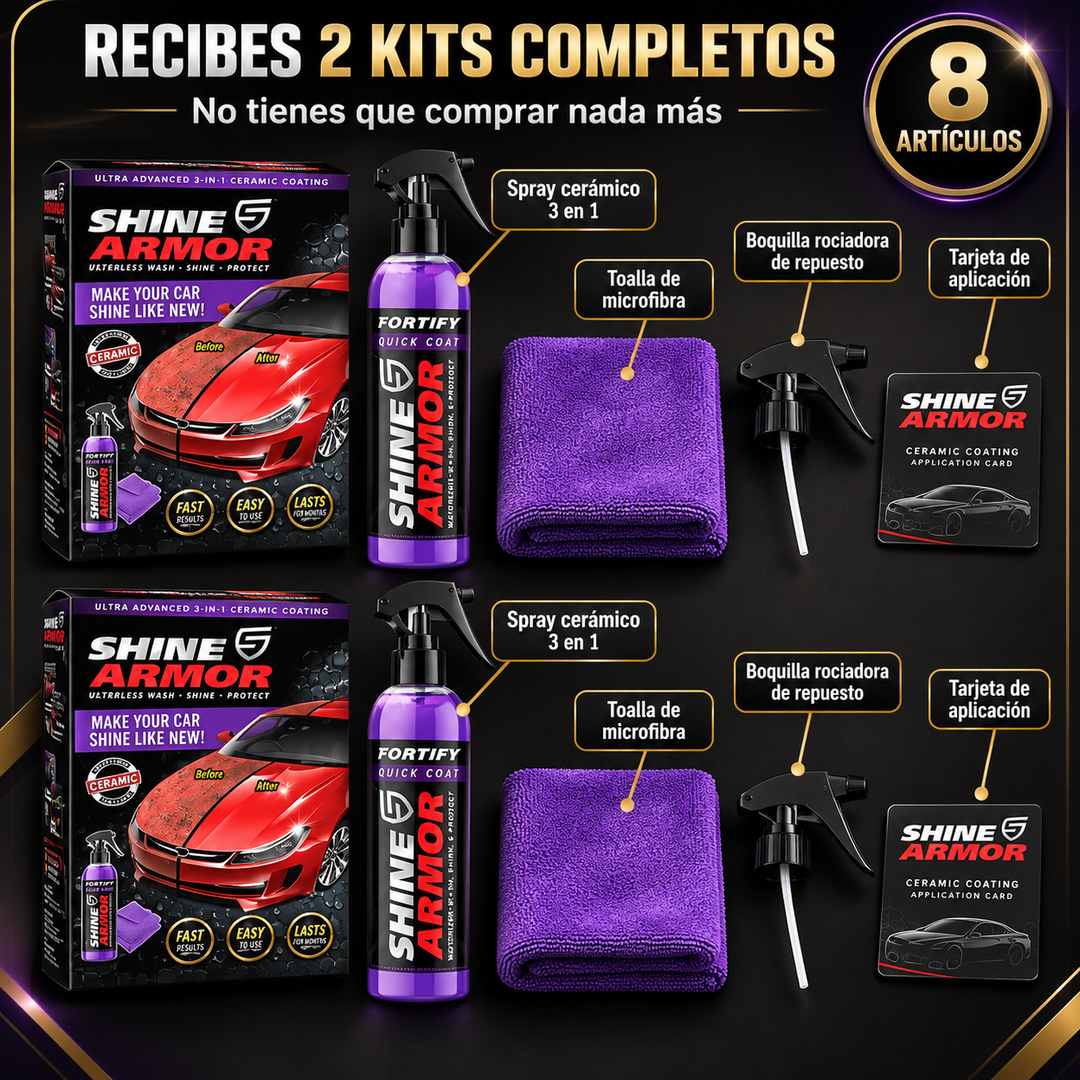 Kit Cerámico 3 en 1 para Carro - Brillo sin Manguera - Lleva 2 Kits